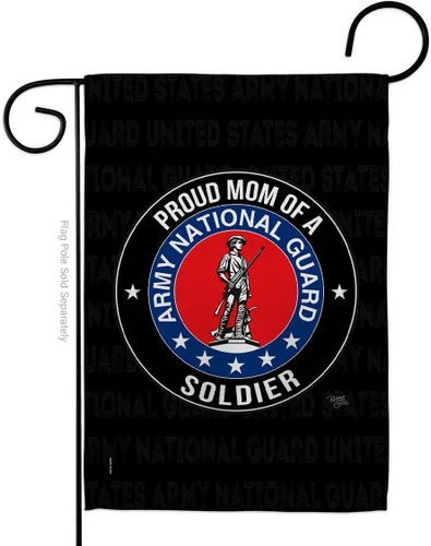 Bandera de jardín con texto en inglés «Army Proud Mom Soldier» – Guardia Nacional de las Fuerzas Armadas ANG veterano militar estadounidense de