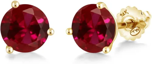 Miniatura 7 de Gem Stone King Aretes de Martini de oro amarillo de 14 quilates Aretes de tuerca de 3 puntas para mujeres y hombres Redondos de 0.236 pulgadas