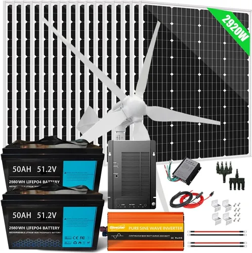 Miniatura 11 de Kit solar de viento de 2920 W, sistema fuera de la red, cargador de batería de 48 V: 16 paneles solares mono de 120 W + generador de turbina eólica