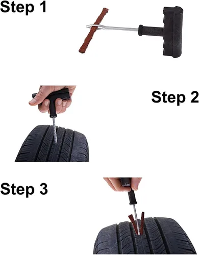 Miniatura 2 de T-Rex Autos TrexNYC Kit de reparación de neumáticos sin cámara, reparación de pinchazos y tapones planos, automoción, ideal para neumáticos