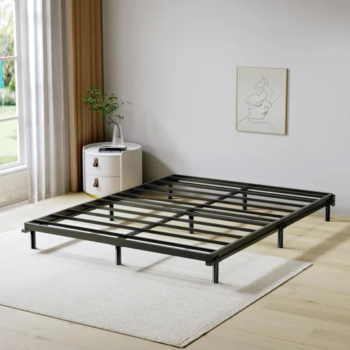 Miniatura 6 de SHLAND Base para somier Queen de 2 pulgadas de perfil bajo, láminas de cama de montaje fácil, estructura metálica resistente, base de apoyo para 2