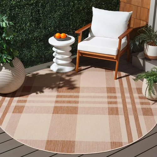 Miniatura 74 de SAFAVIEH Alfombra Lavable para Exteriores Colección Courtyard - 2'3" x 4', Beige y Azul, Patrón a Cuadros, No Desprende Pelusa y Fácil Limpieza