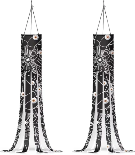 Miniatura 12 de Mummy Windsock - Calcetines de viento suaves e impermeables con bandera de Halloween, 2 piezas, lavables a máquina, secado rápido, bandera colgante