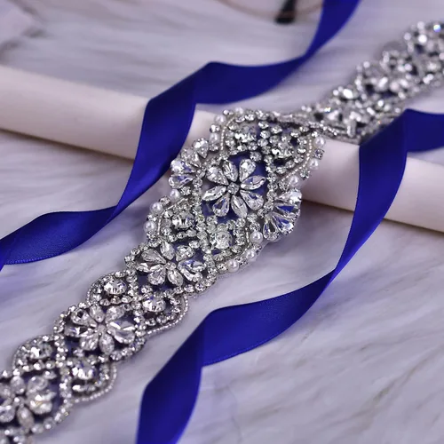 Miniatura 20 de azaleas Cinturón de boda fino de cristal para mujer, cinturón de novia para boda, dama de honor, accesorios de vestido de niña de las flores, 16