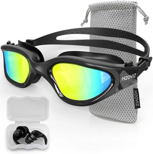 Gafas de natación polarizadas, antivaho y protección UV400, antifugas, incluye tapones para los oídos Pro Swim | Hombres Mujeres Adolescentes