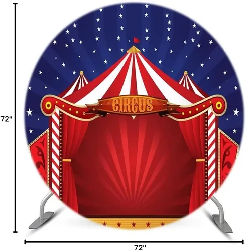 Miniatura 6 de Carpa de circo redonda de 6 x 6 pies para carnaval, fiesta de cumpleaños, suministros para fotografía de fondo, aniversario, banquete, baby shower