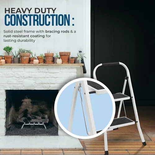 Miniatura 2 de Simpli-Magic Escalera escalonada, taburete ergonómico plegable con pedal antideslizante ancho, multiusos para el hogar, cocina y oficina