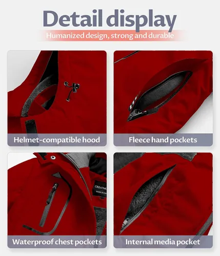 Miniatura 6 de CREATMO US Chaqueta de esquí impermeable de montaña para mujer, resistente al viento, chaqueta de snowboard cálida para invierno
