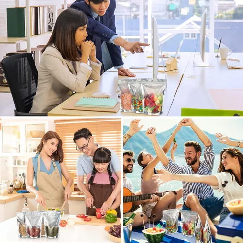 Miniatura 7 de Ctosree 200 bolsas de alimentos de pie, bolsas de caramelos, sellables, parte delantera transparente resistente con parte trasera de papel de 3.5" x