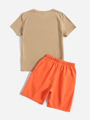 Miniatura 2 de OYOANGLE Conjunto de 2 piezas para niño con camiseta de manga corta y pantalones cortos