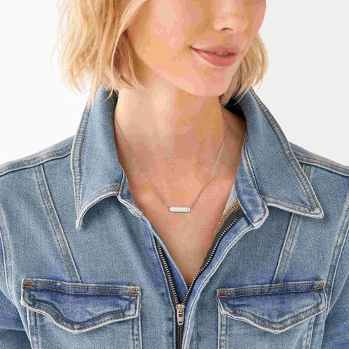 Miniatura 2 de Fossil - Collar de cadena con dije de acero inoxidable grabado y enchapado para mujer