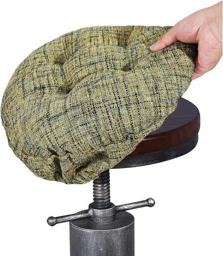 Miniatura 33 de SINOSSO Cojín para taburete de bar moderno de 12 pulgadas de diámetro, diseño entretejido de moda, antideslizante, de silicona, redondo, acolchado