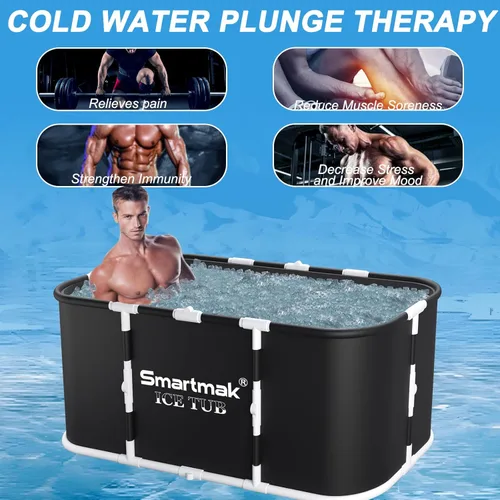 Miniatura 7 de Smartmak Bañera de hielo, bañera de inmersión fría portátil XL grande con cubierta para atletas, terapia de agua fría y recuperación, baños