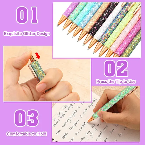 Miniatura 4 de BESARME 12 bolígrafos elegantes para mujeres, regalos del primer día de la madre, bolígrafos con purpurina para niñas, bolígrafo de diamantes