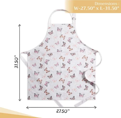 Miniatura 4 de Maison d' Hermine 100% Cotton Apron for women with Pocket Kitchen Chef Apron for Men Cooking Spring Summer 143 - Mariposas