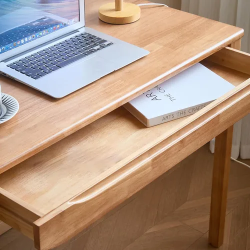Miniatura 3 de Escritorio de madera maciza de 40"x24" con cajones, escritorio de escritura de madera para espacios pequeños, escritorios de oficina en casa