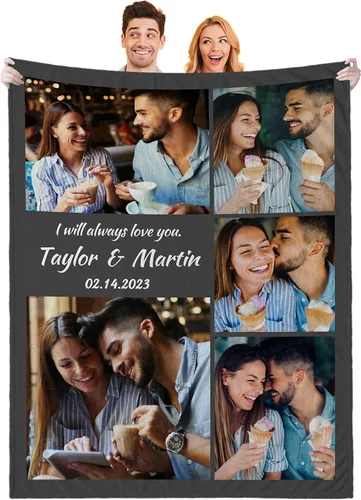 Miniatura 9 de Regalos personalizados para novio, novia, regalo personalizado para marido y esposa, mantas personalizadas con imágenes, manta de fotos