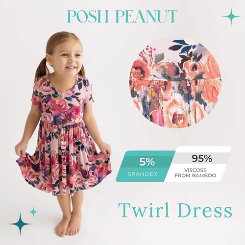 Miniatura 63 de Posh Peanut - Vestidos para niñas – Vestido suave para niña hecho con viscosa de bambú – Vestidos de otoño, primavera y verano para niñas