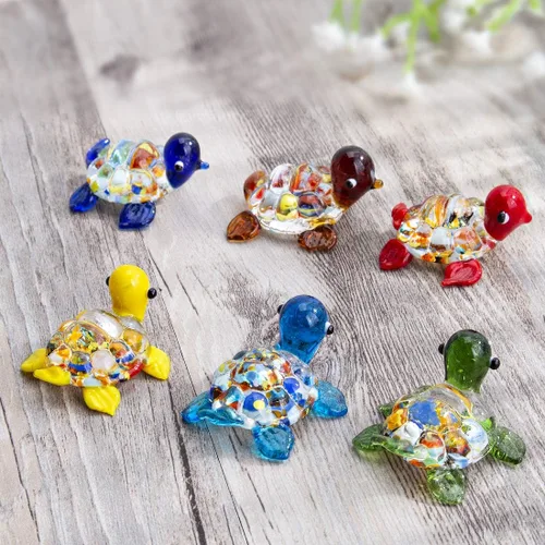 Miniatura 11 de H&D HYALINE & DORA Juego de 6 figuras de caracolas de cristal soplado, figuras coleccionables de animales marinos en miniatura, pequeñas estatuas