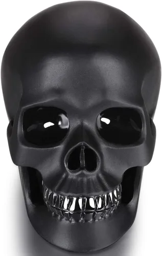 Miniatura 3 de Skullis Calavera de cristal de obsidiana negra esmerilada de 5.0 pulgadas, escultura artística de piedras preciosas talladas a mano, estatua