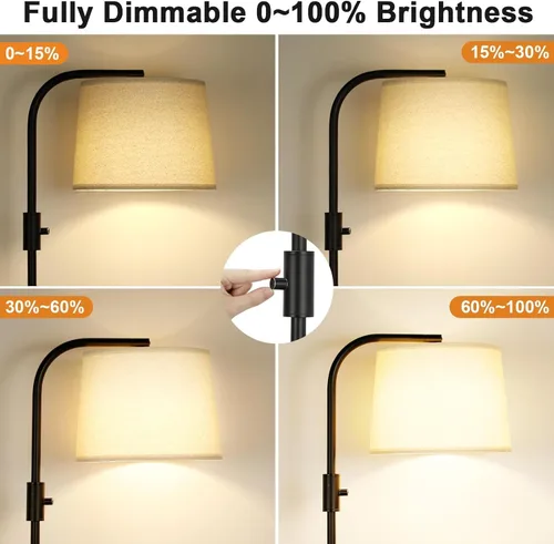 Miniatura 4 de Ambimall Lámpara de pie totalmente regulable - Lámparas de pie de 9W con bombilla LED incluida, lámparas de pie para sala de estar con cabezal