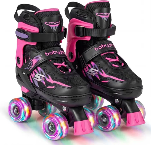 Miniatura 14 de BABY JOY Patines de ruedas ajustables en 4 tamaños para niños de 5 a 14 años de edad, niñas y adolescentes con ruedas iluminadas y protección