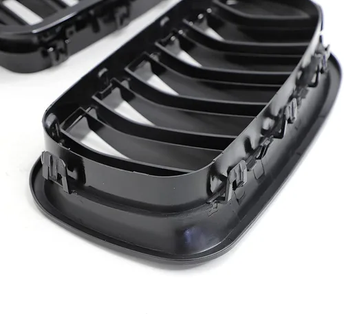 Miniatura 7 de Parrilla frontal F10 F18 compatible con BMW 5 Serie F10 F11 F18 M5 2010-2017, (juego de 2 rejillas dobles negras brillantes)