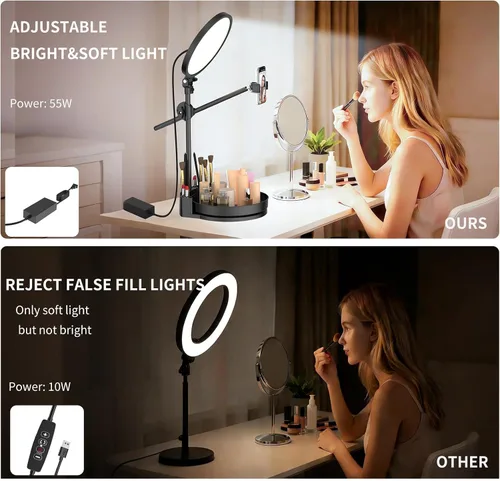Miniatura 6 de Iluminación de zoom brillante para computadora, iluminación de escritorio ajustable para videollamadas, anillo de luz de pantalla completa regulable