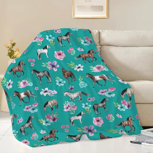 Miniatura 12 de Manta de caballos, manta de caballos, regalos para niñas, mujeres, niños y adultos, súper suave y acogedora, manta de forro polar mullido, Caballo