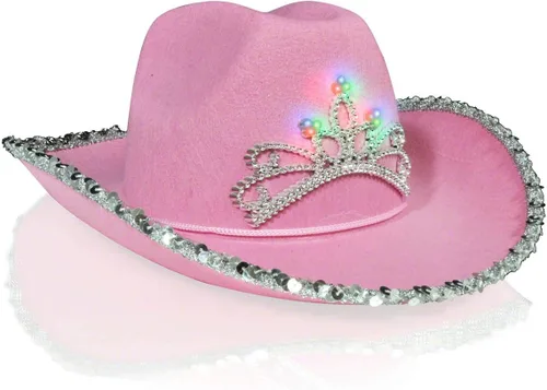 Miniatura 3 de FLASHINGBLINKYLIGHTS Sombrero de vaquera rosa occidental con luz