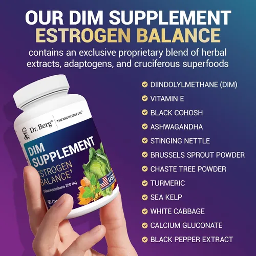Miniatura 7 de Dr. Berg DIM Suplemento de equilibrio de estrógeno - Suplemento de estrógeno original para mujeres con diindolilmetano para síntomas menstruales