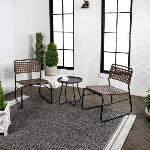 Miniatura 7 de JONATHAN Y Freja LVG1100B-3SET - Juego de 3 piezas de ratán de polietileno para patio, balcón, porche y patio trasero, muebles modernos de mimbre
