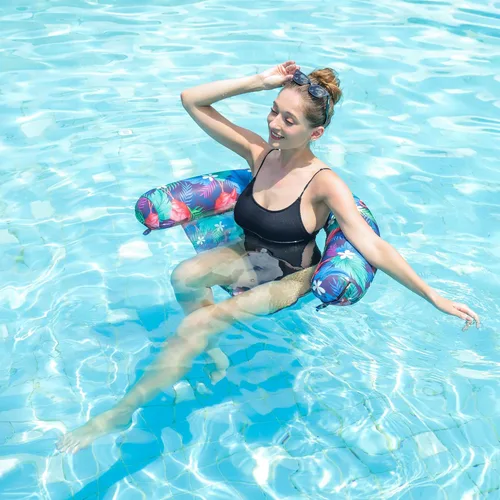 Miniatura 3 de FindUWill Inflatable Pool Floats Chairs, 2-Pack Comfortable Fabric Covered Pool Chairs with Sling, Stable Swimming Noodles Seats for Adults, Summer