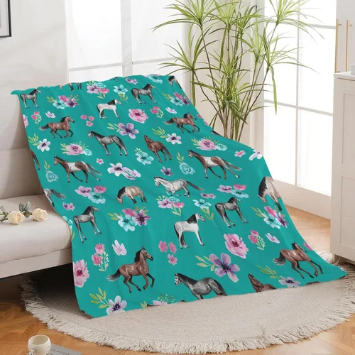 Miniatura 20 de Manta de caballos, manta de caballos, regalos para niñas, mujeres, niños y adultos, súper suave y acogedora, manta de forro polar mullido, Caballo