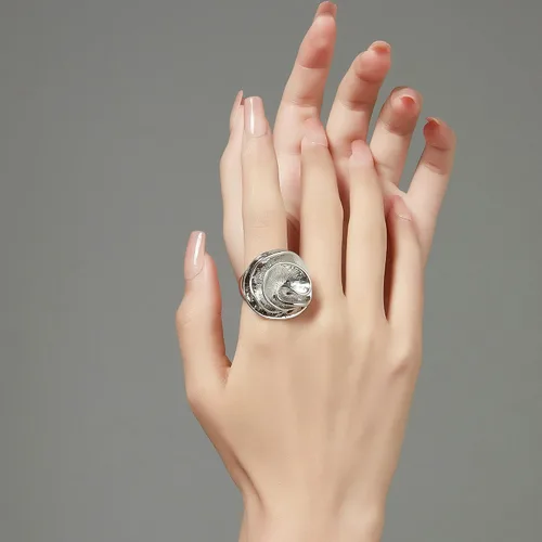 Miniatura 4 de Mytys Anillos de cóctel para mujer, chapados en oro de 18 quilates y plata con diseño de flores, para boda, compromiso, fiesta, regalo