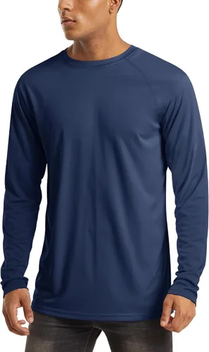 Miniatura 7 de MAGCOMSEN Camisas de manga larga para hombre, protección solar UPF 50+, camisetas atléticas para senderismo, correr, entrenamiento, protección