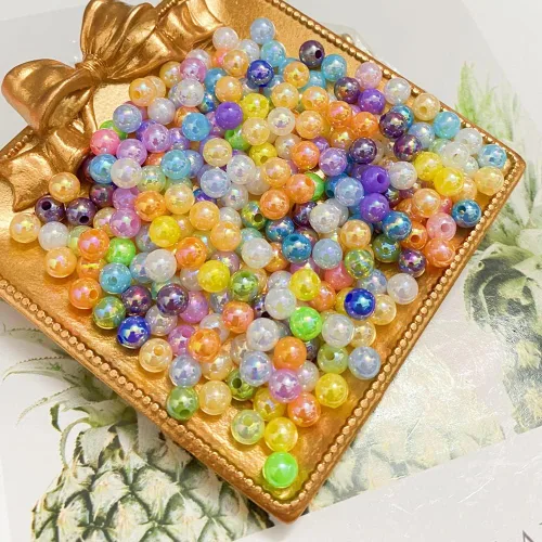 Miniatura 4 de 800 cuentas de perlas de 0.236 pulgadas (0.236 in) de colores AB, perlas redondas sueltas con agujeros para coser manualidades, hacer pulseras