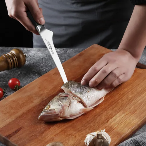 Miniatura 4 de TUO Cuchillo de filete, cuchillo profesional para deshuesar peces de 7 pulgadas para recortar carne y aves de corral, hoja flexible, acero alemán