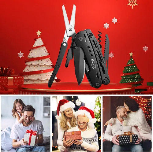 Miniatura 4 de RoverTac, navaja multiuso de bolsillo, cuchillo táctico para campamento y supervivencia, regalos para hombres, papá, esposo, multiherramienta de 18