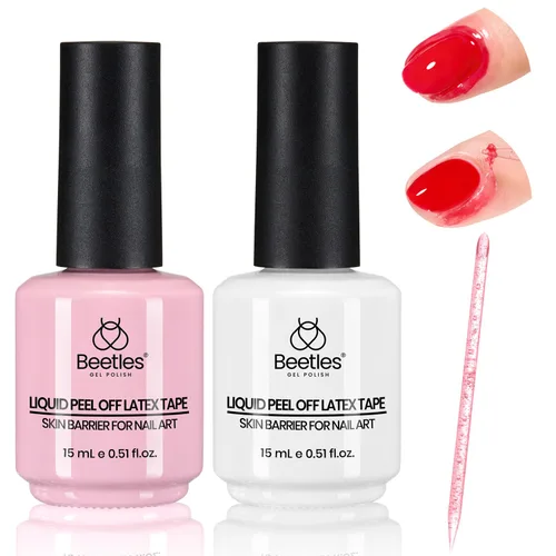 Miniatura 9 de Beetles - Látex líquido sin olor para uñas, 0.5 onzas líquidas, barrera de esmalte de uñas de látex blanco, protector de cutículas para gel