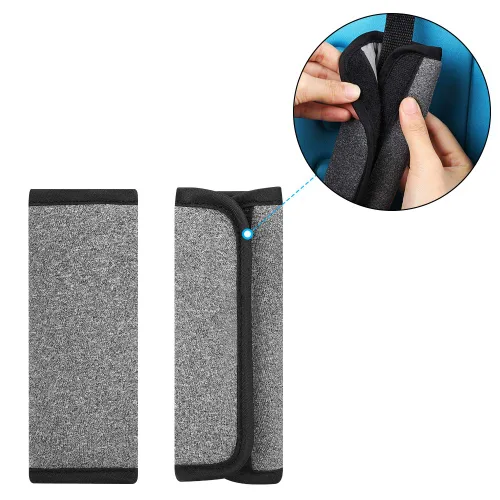Miniatura 2 de Accmor Fundas de correa de asiento de automóvil para bebés y niños, fundas de correa de asiento de automóvil, almohadillas de hombro, fundas de Gris