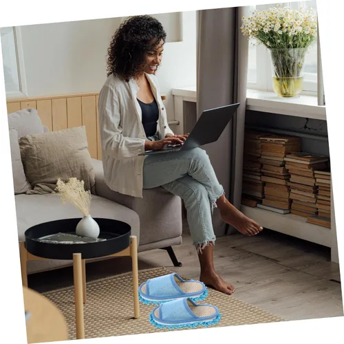 Miniatura 8 de Zapatillas de limpieza de pisos de microfibra, zapatos lavables para limpiar el polvo, zapatos de trapeador desmontables para limpieza de pisos