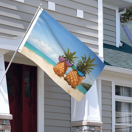 Miniatura 9 de Bandera de playa de verano con piñas divertidas de 3 x 5 pies, bandera decorativa de poliéster duradero para el hogar, al aire libre