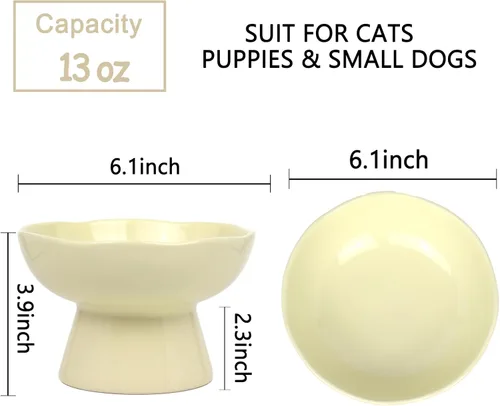 Miniatura 2 de Cuencos elevados para gatos de 6.1 pulgadas de ancho y 1.57 pulgadas de profundidad, cuencos de agua de cerámica para gatos de cara plana, comedero
