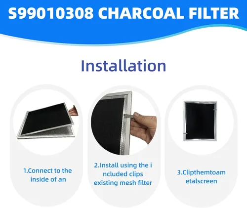 Miniatura 5 de WB02X10707 S99010308 - Filtro de repuesto de carbón de 10.8 x 13.3 x 0.1 pulgadas, paquete de 2 compatibles con campana extractora sin conductos