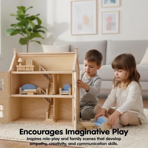 Miniatura 5 de PlanToys® Juego clásico de sala de estar para jugar en el mundo pequeño inspirado en Montessori Narración imaginativa, interacción social y juego