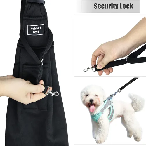 Miniatura 2 de Cabestrillo reversible para mascotas pequeñas, perros y gatos, envoltura de hasta 12 libras, manos libres, para cachorros, para exteriores, Negro
