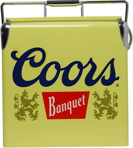 Hielera Retro Coors Banquet - Cubo de hielo portátil con abridor de botellas, estilo vintage, aislado para campamento, playa, picnic, RV, barbacoas,