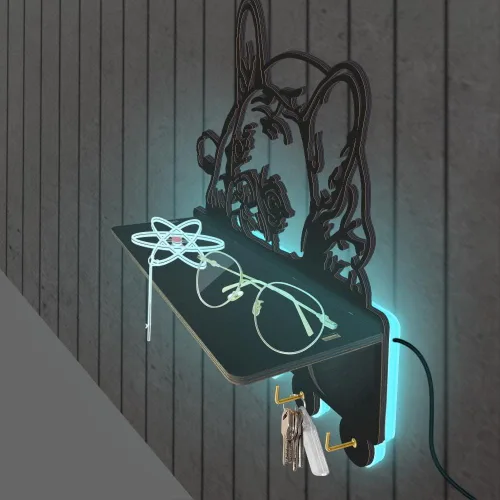 Miniatura 4 de The Geeky Days Soporte luminoso para medallas de Bulldog Francés, colgador de trofeos con estante de exhibición, letrero de luz de neón que brilla