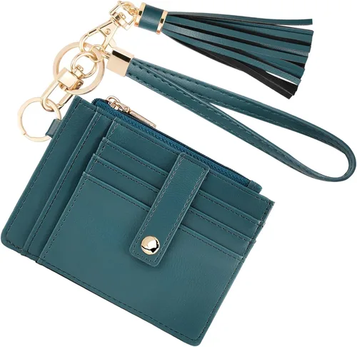 Miniatura 30 de KNGITRYI Billeteras pequeñas de pulsera para mujer RFID para tarjetas de crédito, cartera con llavero, cartera para tarjetas de crédito